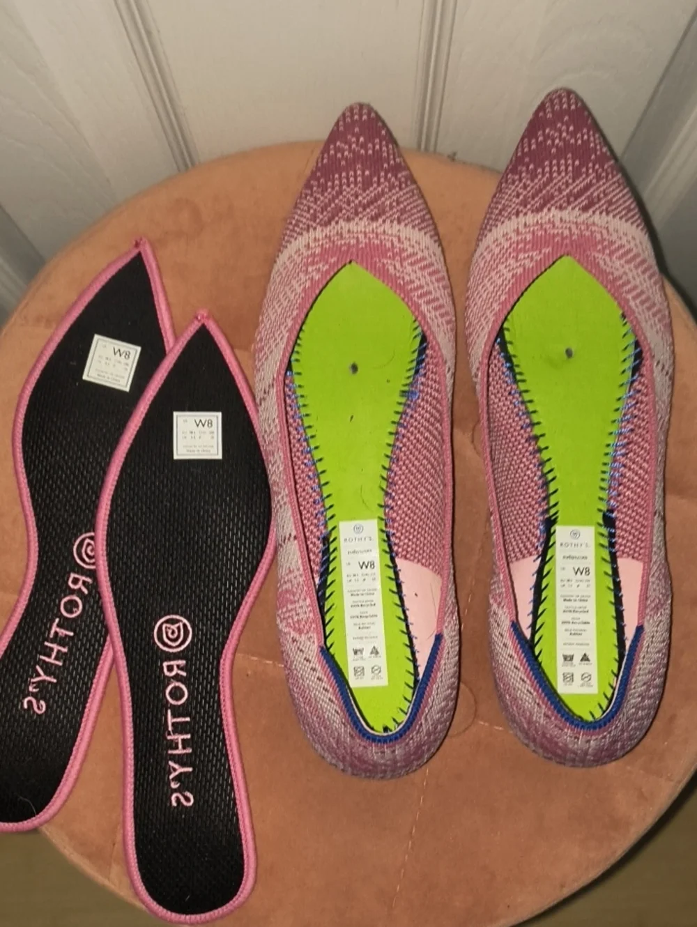 Rothy's The Point Rare Limited Edition Pink Plaid Breast Cancer Awareness Size 8